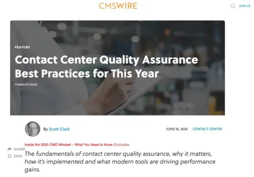 CMSWire on contact center quality assurance